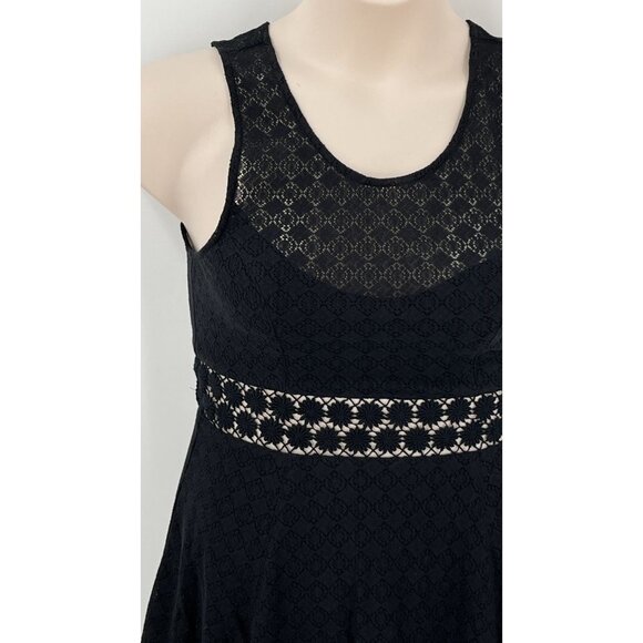 Free People Black Daisy  Mini Dress Cutout Lace Upper Bodice Size 8 - Picture 5 of 12